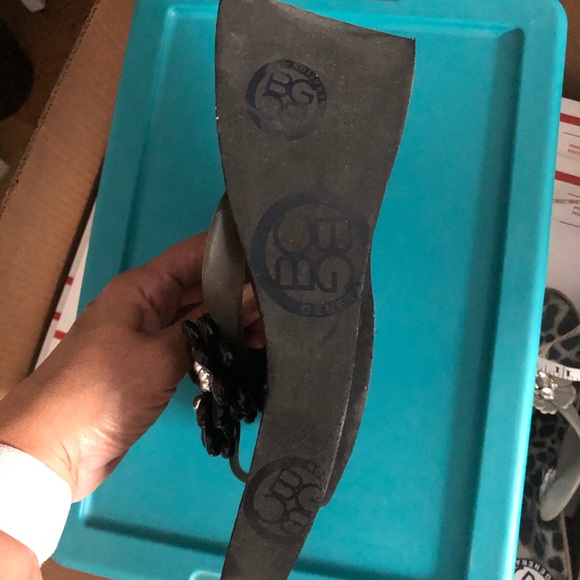 BCBG Generation Embellished Thong Wedge Sandals - Picture 3 of 8